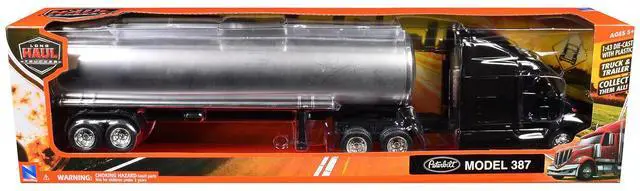 Alt view image 3 of 6 - Peterbilt 387 Truck Black with Tanker Trailer Silver "Long Haul Truckers" Series 1/43 Diecast Model by New Ray