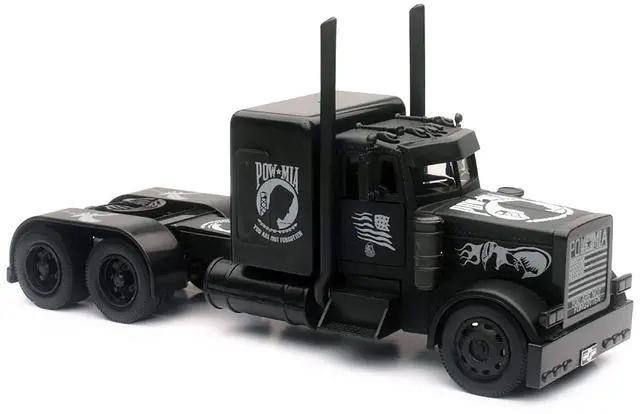 Alt view image 2 of 6 - Peterbilt Custom Truck Black Out "POW-MIA You Are Not Forgotten" 1/32 Diecast Model by New Ray
