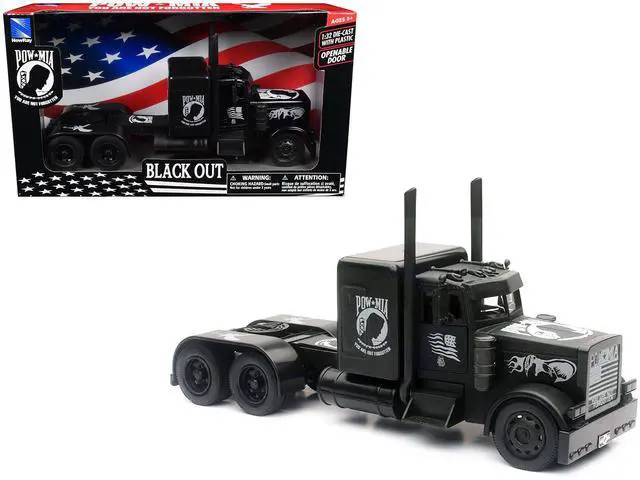 Alt view image 6 of 6 - Peterbilt Custom Truck Black Out "POW-MIA You Are Not Forgotten" 1/32 Diecast Model by New Ray