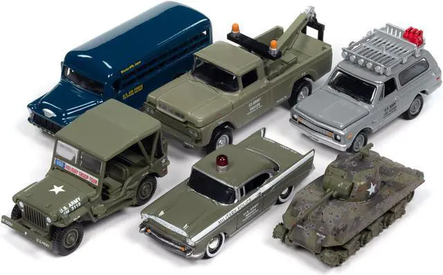 Alt view image 2 of 6 - "Military" Set A of 6 pieces 2024 Release 2 Limited Edition 1/64 Die cast Models by Johnny Lightning