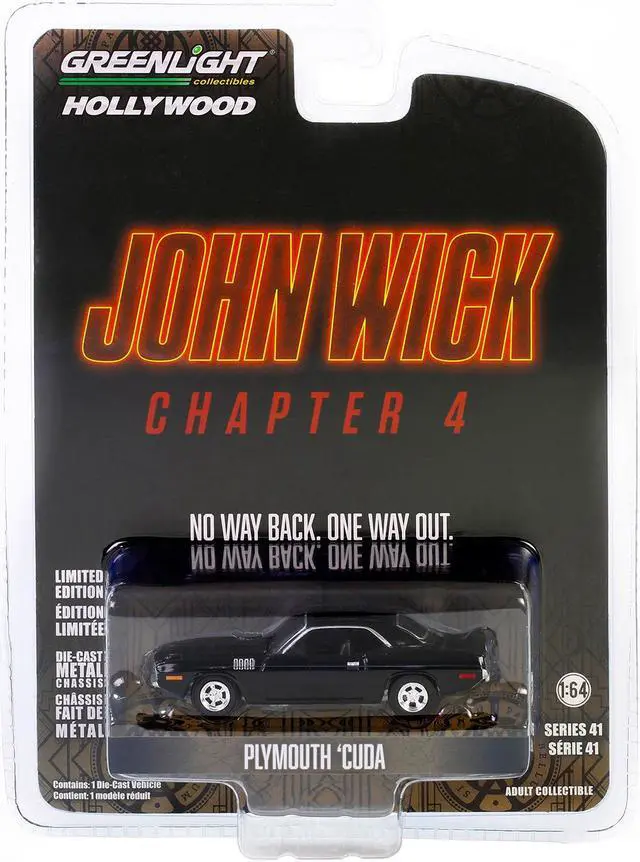 Alt view image 3 of 6 - Plymouth Barracuda Black "John Wick: Chapter 4" (2023) Movie "Hollywood Series" Release 41 1/64 Diecast Model Car by Greenlight