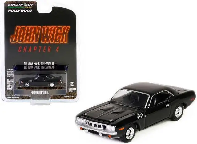 Alt view image 6 of 6 - Plymouth Barracuda Black "John Wick: Chapter 4" (2023) Movie "Hollywood Series" Release 41 1/64 Diecast Model Car by Greenlight