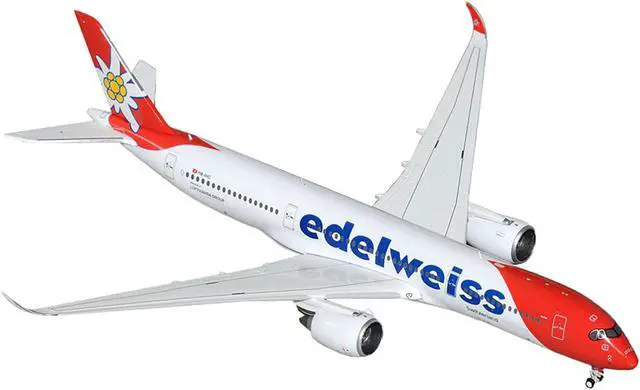 Alt view image 4 of 6 - Airbus A350-900 Commercial Aircraft "Edelweiss Air" (HB-IHC) White with Red Tail 1/400 Diecast Model by GeminiJets