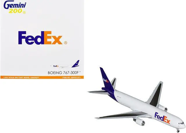 Main image of Boeing 767-300F Commercial Aircraft "FedEx" White with Purple Tail "Gemini 200" Series 1/200 Diecast Model by GeminiJets