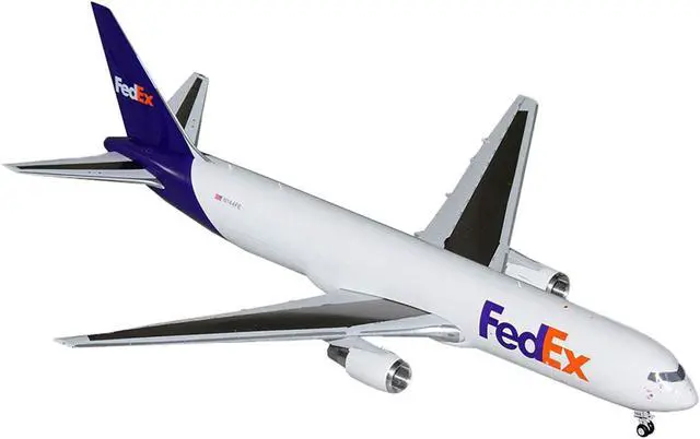 Alt view image 4 of 6 - Boeing 767-300F Commercial Aircraft "FedEx" White with Purple Tail "Gemini 200" Series 1/200 Diecast Model by GeminiJets