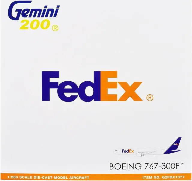 Alt view image 5 of 6 - Boeing 767-300F Commercial Aircraft "FedEx" White with Purple Tail "Gemini 200" Series 1/200 Diecast Model by GeminiJets
