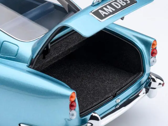 Alt view image 6 of 6 - Aston Martin DB5 RHD (Right Hand Drive) Caribbean Pearl Blue Metallic 1/18 Model Car by Autoart