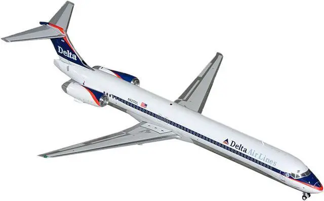 Alt view image 2 of 6 - McDonnell Douglas MD-88 Commercial Aircraft "Delta Air Lines" White with Blue Stripes and Tail 1/200 Diecast Model by GeminiJets