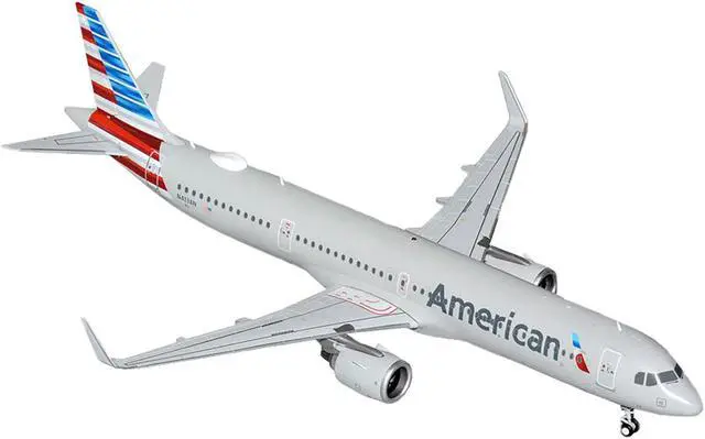 Alt view image 4 of 6 - Airbus A321neo Commercial Aircraft "American Airlines" Gray with Striped Tail "Gemini 200" 1/200 Diecast Model by GeminiJets