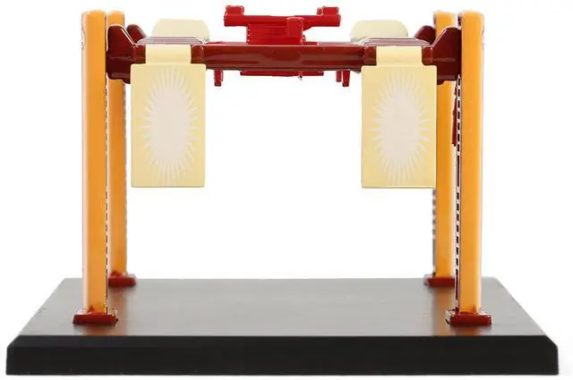 Alt view image 5 of 6 - Adjustable Four-Post Lift "Busted Knuckle Garage" Red and Yellow "Four-Post Lifts" Series 6 1/64 Die Cast Model by Greenlight