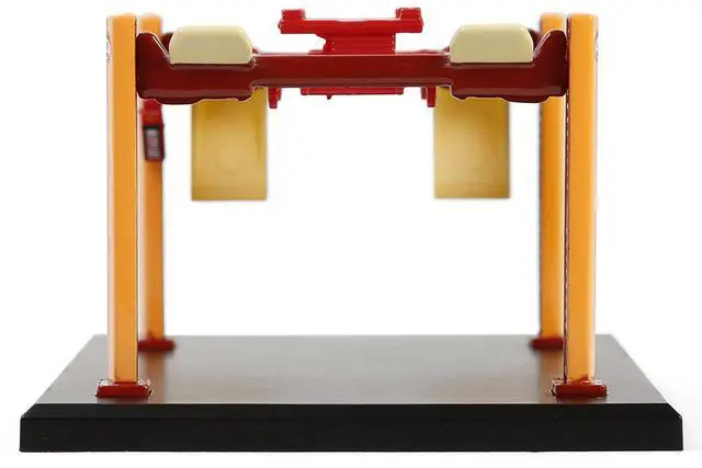 Alt view image 6 of 6 - Adjustable Four-Post Lift "Busted Knuckle Garage" Red and Yellow "Four-Post Lifts" Series 6 1/64 Die Cast Model by Greenlight