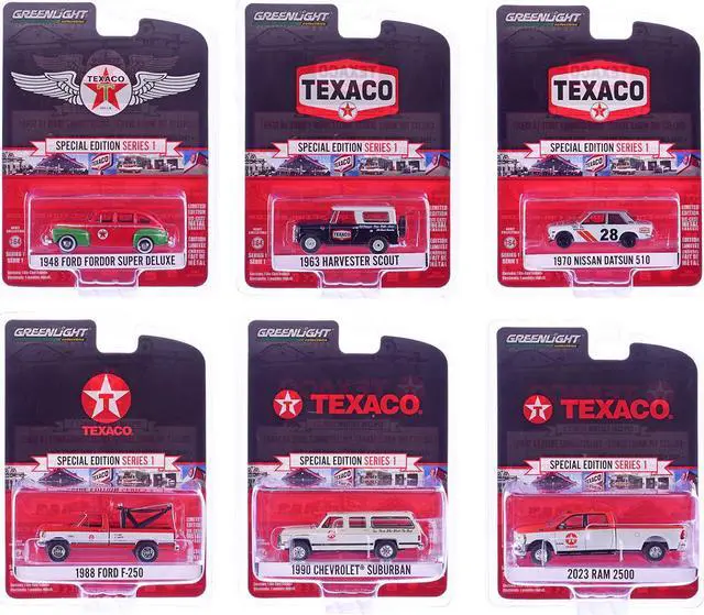 Main image of "Texaco Special Edition" Series 1 Set of 6 pieces 1/64 Diecast Model Cars by Greenlight
