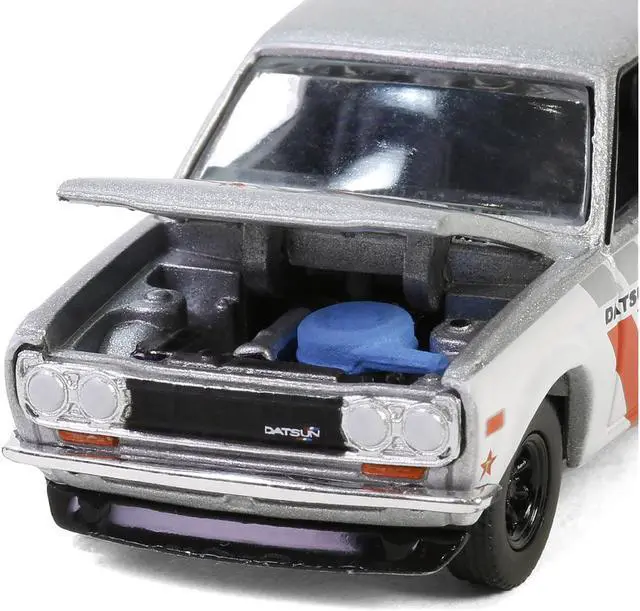 Alt view image 2 of 6 - 1970 Nissan Datsun 510 #28 Silver Metallic and White with Red "Texaco Special Edition" 1/64 Die Cast Model Car by Greenlight