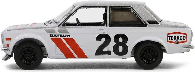 Alt view image 3 of 6 - 1970 Nissan Datsun 510 #28 Silver Metallic and White with Red "Texaco Special Edition" 1/64 Die Cast Model Car by Greenlight