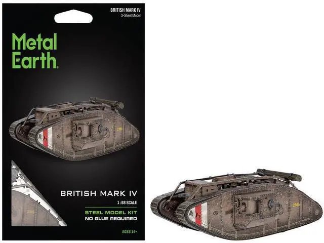 Alt view image 6 of 6 - Model Kit British Mark IV Tank (Moderate Difficulty) Steel Model by Metal Earth