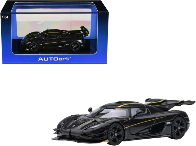 Main image of Koenigsegg One:1 Carbon Fiber with Gold Stripes 1/64 Diecast Model Car by Autoart