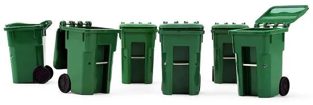 Alt view image 5 of 6 - Set of 6 Green Garbage Trash Bin Containers Replica 1/34 Models by First Gear