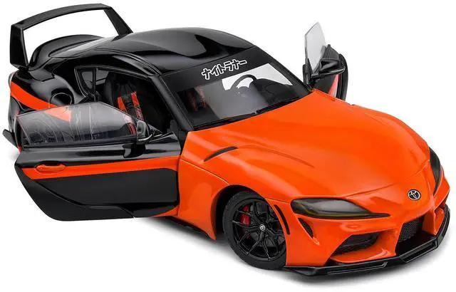 Alt view image 2 of 6 - 2024 Toyota GR Supra "StreetFighter" Orange and Black 1/18 Diecast Model Car by Solido
