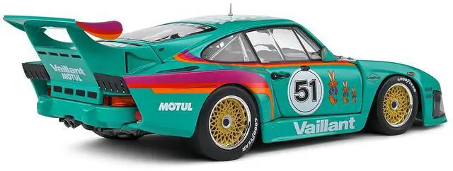 Alt view image 5 of 6 - Porsche 935 K3 #51 "Kremer - Vaillant" Green with Stripes and Graphics "Competition" Series 1/18 Diecast Model Car by Solido