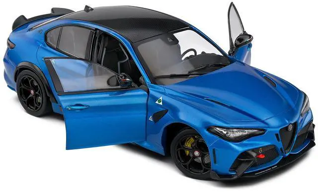 Alt view image 2 of 6 - 2022 Alfa Romeo Giulia GTA Anodized Blue Metallic with Carbon Top 1/18 Diecast Model Car by Solido