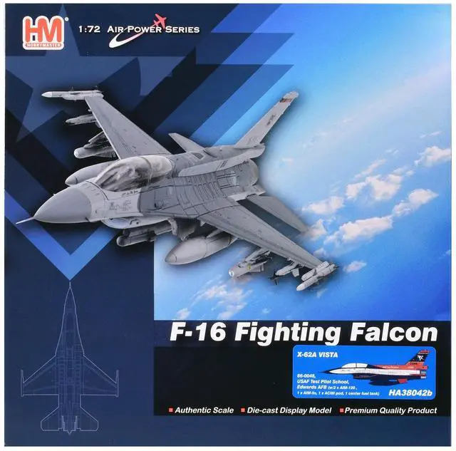 Alt view image 6 of 6 - General Dynamics X-62A VISTA Aircraft with Missiles "USAF" (2024) US Air Force "Air Power" 1/72 Diecast Model by Hobby Master