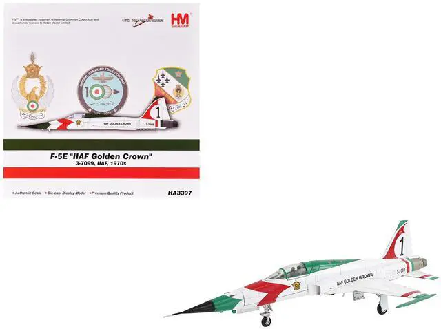 Main image of Northrop F-5E Tiger II Aircraft "#1, 3-7099, IIAF Golden Crown" Imperial Iranian Air Force 1/72 Diecast Model by Hobby Master