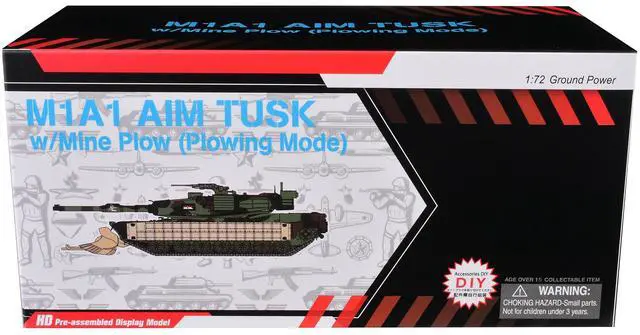 Alt view image 6 of 6 - United States M1A1 AIM Tank with Mine Plow #68 "US Army" Olive Drab "NEO Dragon Armor" 1/72 Plastic Model by Dragon Models