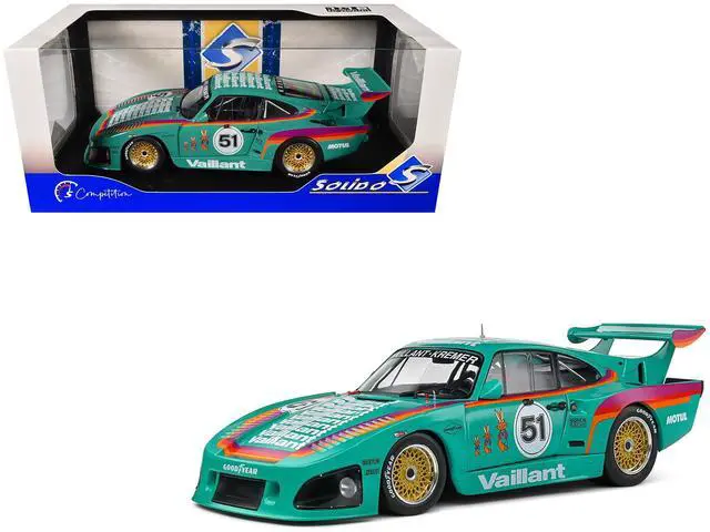 Main image of Porsche 935 K3 #51 "Kremer - Vaillant" Green with Stripes and Graphics "Competition" Series 1/18 Diecast Model Car by Solido