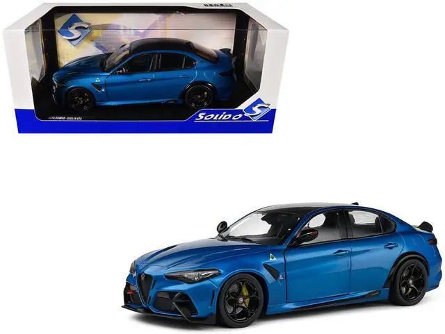 Main image of 2022 Alfa Romeo Giulia GTA Anodized Blue Metallic with Carbon Top 1/18 Diecast Model Car by Solido