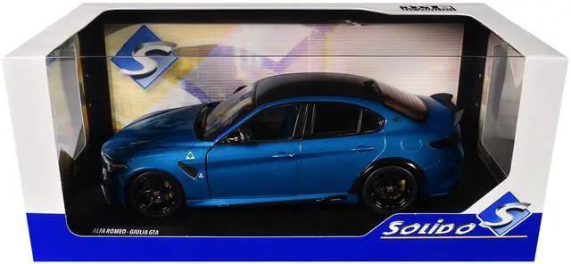 Alt view image 6 of 6 - 2022 Alfa Romeo Giulia GTA Anodized Blue Metallic with Carbon Top 1/18 Diecast Model Car by Solido
