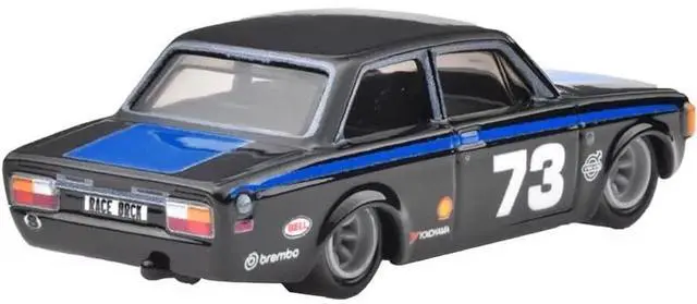 Alt view image 3 of 6 - 1973 Volvo 142 GL #73 Black with Blue Stripes and Hood "Boulevard" Series Diecast Model Car by Hot Wheels