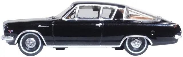 Alt view image 3 of 6 - 1965 Plymouth Barracuda Black with Gold Stripes 1/87 (HO) Scale Diecast Model Car by Oxford Diecast