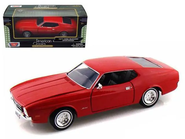 Alt view image 6 of 6 - 1971 Ford Mustang Sportsroof Red 1/24 Diecast Model Car by Motormax