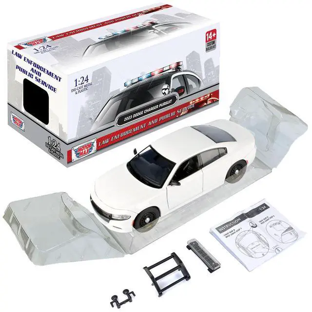 Alt view image 6 of 6 - 2023 Dodge Charger Pursuit Police Car White "Law Enforcement and Public Service" Series 1/24 Die cast Model Car by Motormax