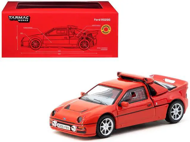 Alt view image 6 of 6 - Ford RS200 Red "Hobby64" Series 1/64 Diecast Model Car by Tarmac Works