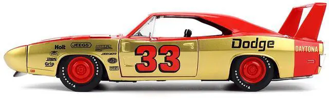 Alt view image 3 of 6 - 1969 Dodge Charger Daytona #33 Red and Gold Metallic with Graphics "Bigtime Muscle" Series 1/24 Diecast Model Car by Jada