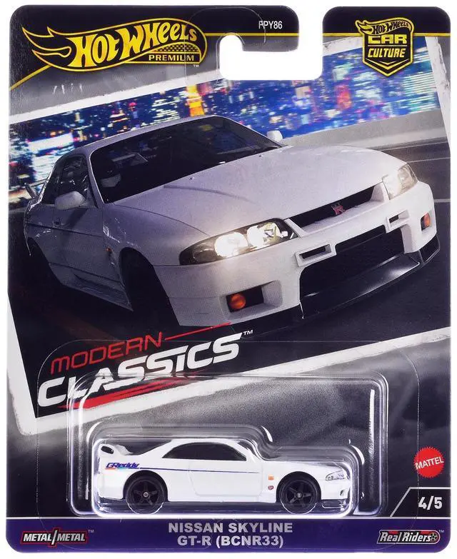 Main image of Nissan Skyline GT-R (BCNR33) "GReddy" White "Modern Classics" Series Diecast Model Car by Hot Wheels