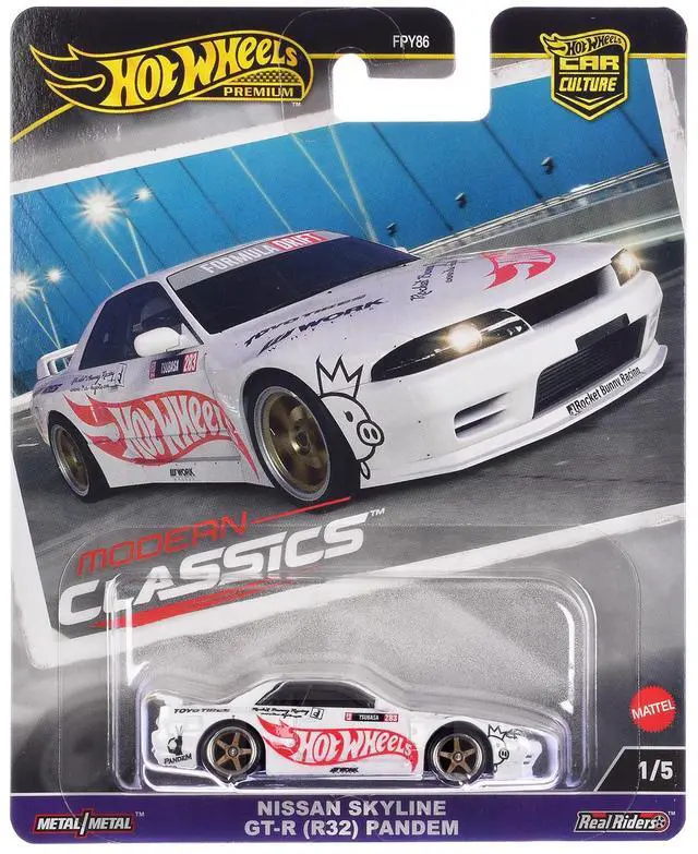 Main image of Nissan Skyline GT-R (R32) "Pandem" White with "Hot Wheels" Logo "Modern Classics" Series Diecast Model Car by Hot Wheels