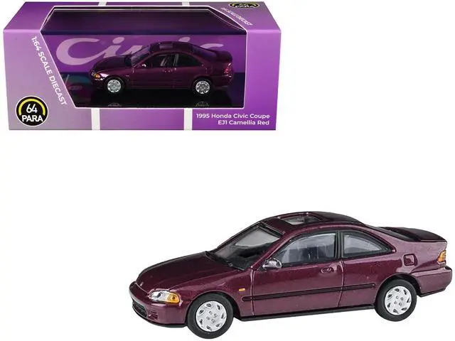 Main image of 1995 Honda Civic Coupe EJ1 Camellia Red Metallic 1/64 Diecast Model Car by Paragon