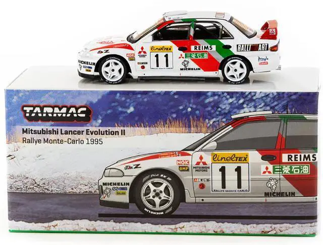 Alt view image 4 of 6 - Mitsubishi Lancer Evolution II RHD #11 "Rallye Monte-Carlo" (1995) "Global64" Series 1/64 Diecast Model Car by Tarmac Works