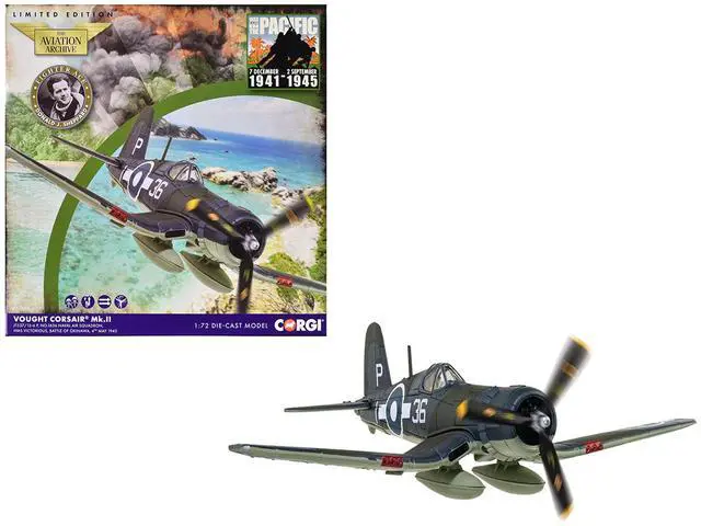 Main image of Vought Corsair Mk. II Fighter Aircraft "Battle of Okinawa" (1945) British Royal Navy Fleet Air Arm 1/72 Diecast Model by Corgi