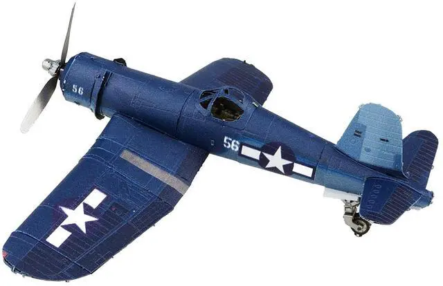 Alt view image 2 of 6 - Model Kit Vought F4U Corsair Fighter Aircraft "World War II" US Navy (Challenging Difficulty) Steel Model by Metal Earth