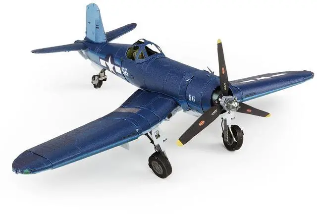 Alt view image 4 of 6 - Model Kit Vought F4U Corsair Fighter Aircraft "World War II" US Navy (Challenging Difficulty) Steel Model by Metal Earth