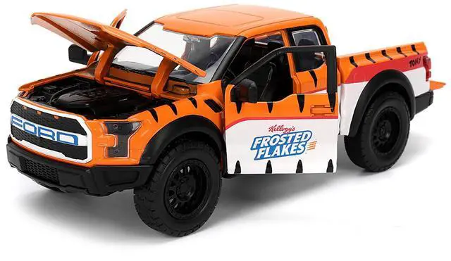 Alt view image 2 of 6 - 2017 Ford F-150 Raptor Pickup Truck "Frosted Flakes" Orange with Graphics and Figure 1/24 Diecast Car Model by Jada