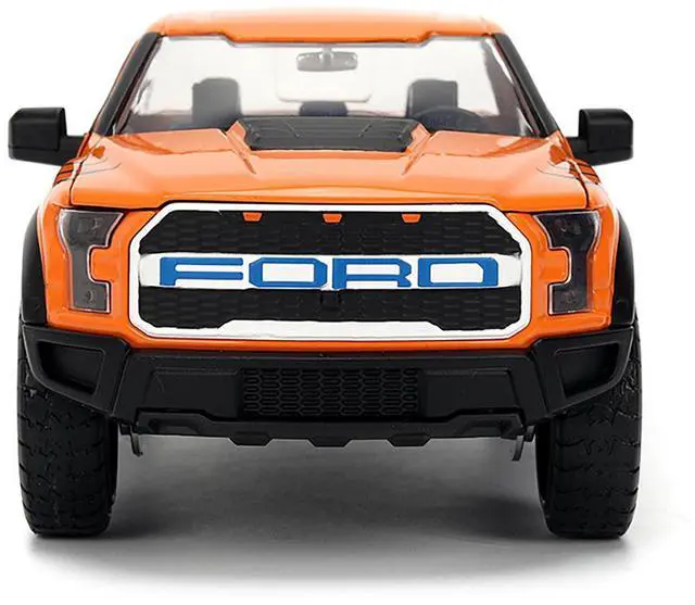Alt view image 6 of 6 - 2017 Ford F-150 Raptor Pickup Truck "Frosted Flakes" Orange with Graphics and Figure 1/24 Diecast Car Model by Jada