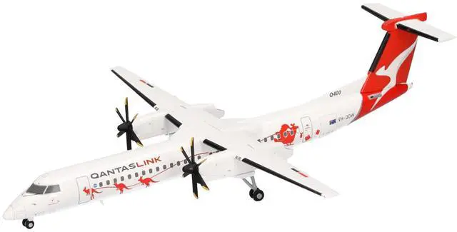 Alt view image 2 of 6 - Bombardier Q400 Commercial Aircraft "QantasLink - Dasher-8 Livery" (VH-QOW) White with Graphics 1/200 Diecast Model by Herpa