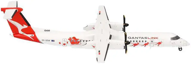 Alt view image 3 of 6 - Bombardier Q400 Commercial Aircraft "QantasLink - Dasher-8 Livery" (VH-QOW) White with Graphics 1/200 Diecast Model by Herpa