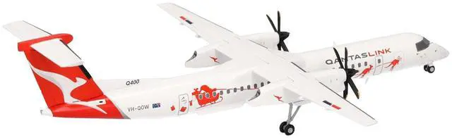 Alt view image 4 of 6 - Bombardier Q400 Commercial Aircraft "QantasLink - Dasher-8 Livery" (VH-QOW) White with Graphics 1/200 Diecast Model by Herpa