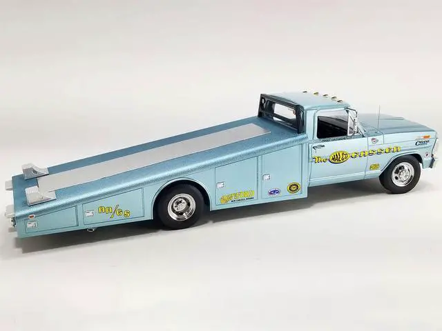 Alt view image 4 of 6 - 1970 Ford F-350 Ramp Truck Light Blue Metallic "Malco Gasser" Limited Edition to 240 pieces 1/18 Diecast Model Car by ACME