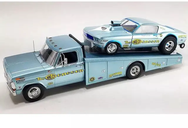 Alt view image 5 of 6 - 1970 Ford F-350 Ramp Truck Light Blue Metallic "Malco Gasser" Limited Edition to 240 pieces 1/18 Diecast Model Car by ACME